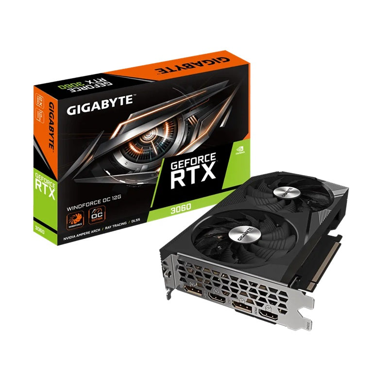 Gigabyte GeForce RTX™ 3060 WINDFORCE OC 12G 2.0, 1792 MHz, CUDA 3584, 15000 MHz, GDDR6, 192 bit, PSU 550W, 8 pin*1, DisplayPort 1.4a *2 HDMI 2.1 *2 - Image 1