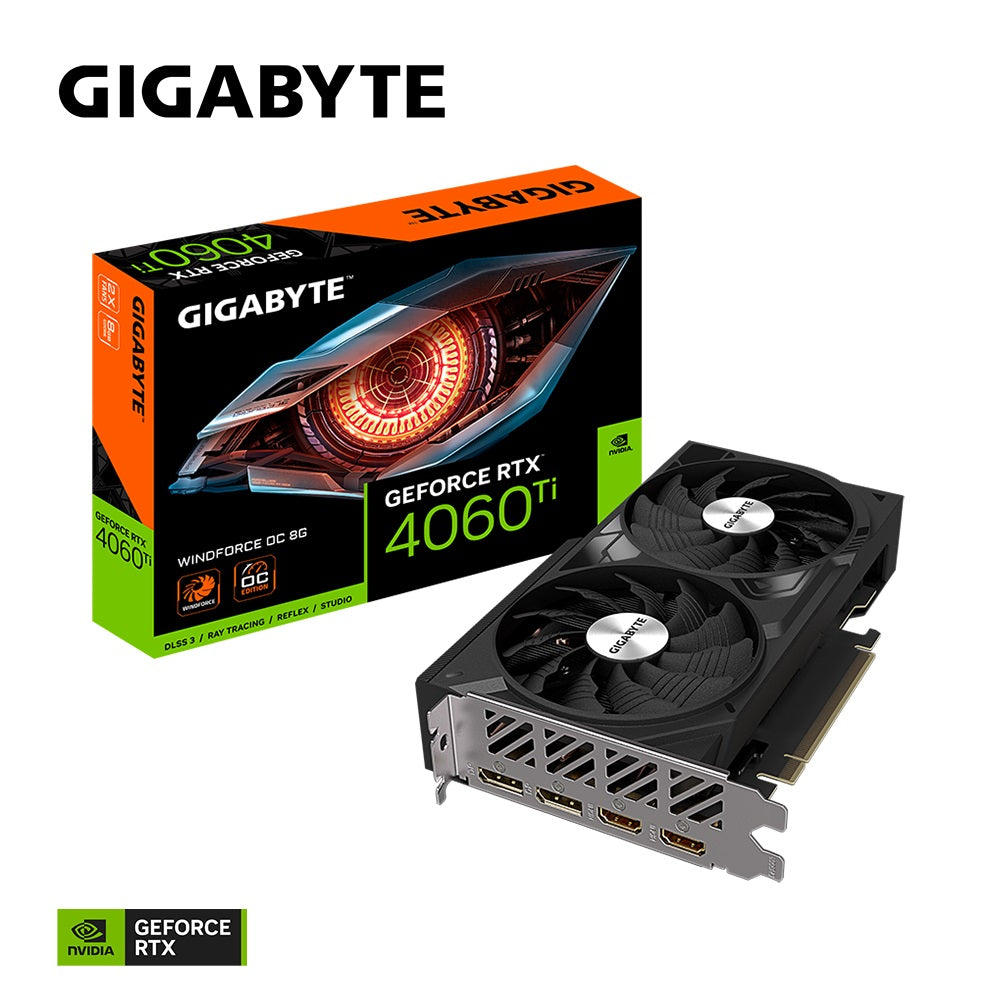 (LS) Gigabyte nVidia GeForce RTX™ 4060 Ti WINDFORCE OC 8G, 2550 MHz, CUDA 4352, 18 Gbps, GDDR6, 128 bit, PCI-E 4.0,500W,DisplayPort 1.4a*2 HDMI 2.1a*2 - Image 1