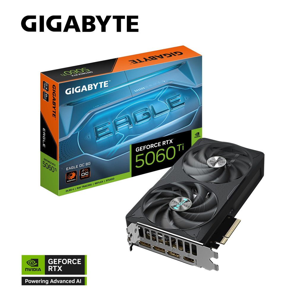 Gigabyte GeForce RTX™ 5060 Ti EAGLE OC 8G, 2617 MHz, CUDA TBD, 28 Gbps, GDDR7, 128 bit, PCI-E 5.0, PSU 650W, DisplayPort 2.1b *3 HDMI 2.1b *1 - Image 1