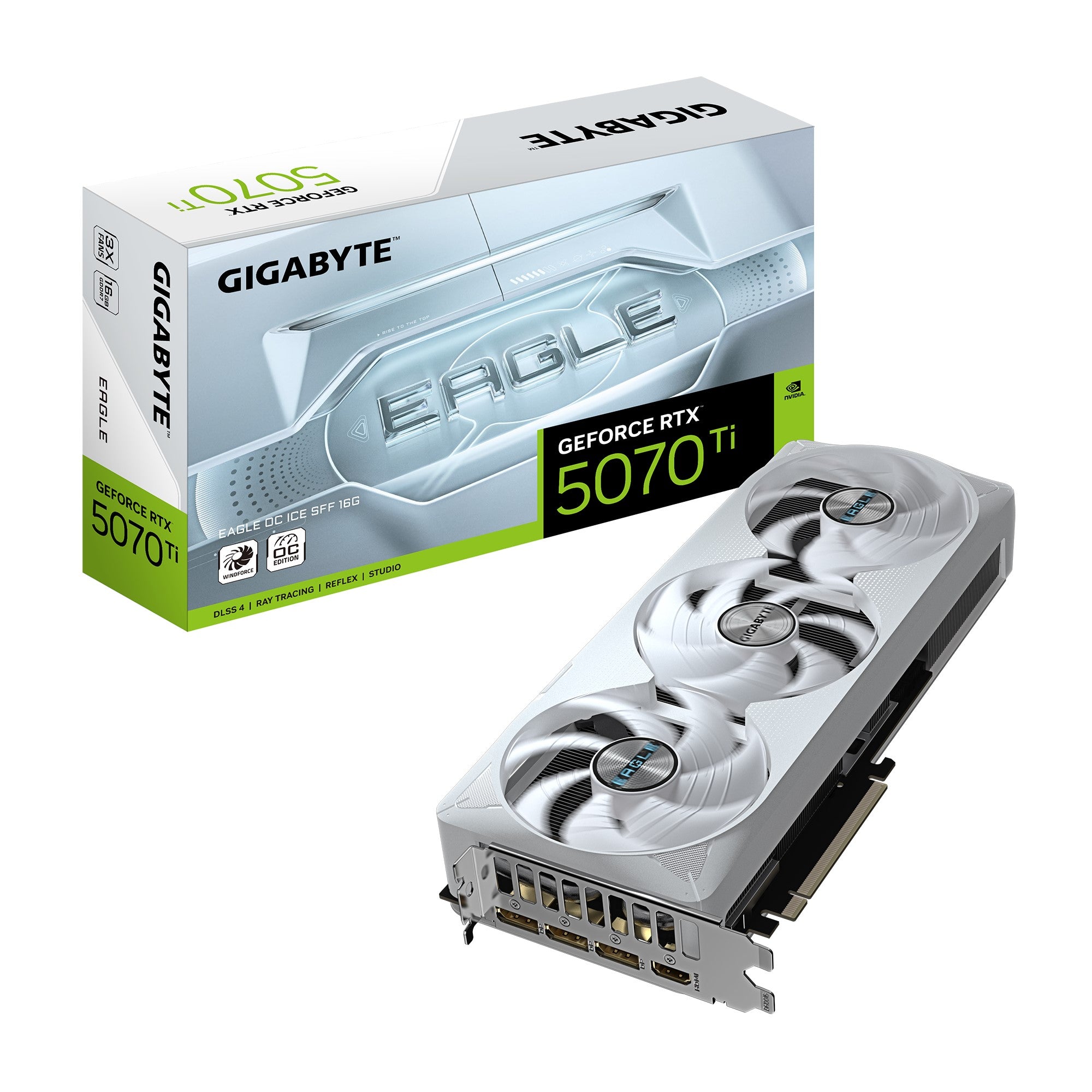 Gigabyte GeForce RTX™ 5070 Ti EAGLE OC ICE SFF 16G, 2542 MHz, CUDA 8960, 28 Gbps, GDDR7, 256 bit, PCI-E 5.0, PSU 750W,DisplayPort 2.1b  HDMI 2.1b x1 - Image 4