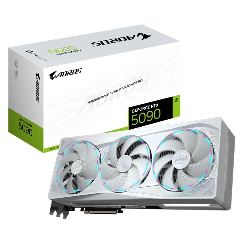 Gigabyte AORUS GeForce RTX™ 5090 STEALTH ICE 32G, 2655 MHz, CUDA 21760, 28 Gbps, GDDR7, 512 bit, PCI-E 5.0, PSU 1000W, DP2.1b*3, HDMI*1