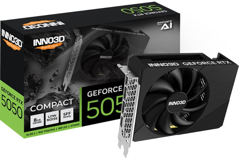 INNO3D nVidia GeForce RTX 5050 Compact 8G GDDR6, 2572MHz Boost Clock, RAM20Gbps, 3xDP+HDMI, 148x118x41mm (5050) - Image 1