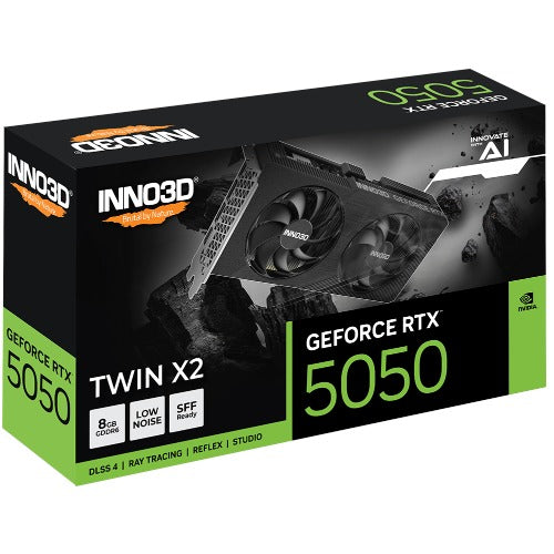 INNO3D nVidia GeForce RTX 5050 TWIN X2 8GB GDDR6 2572 MHz Boost Clock, RAM 20 Gbps, 3x DP, 1xHDMI, 225x116x41mm - Image 1