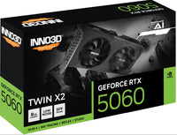 INNO3D nVidia GeForce RTX 5060 TWIN X2 8GB GDDR7, 2497MHz Boost Clock, RAM 28Gbps, 3xDP, 1xHDMI 225x116x41mm - Image 2