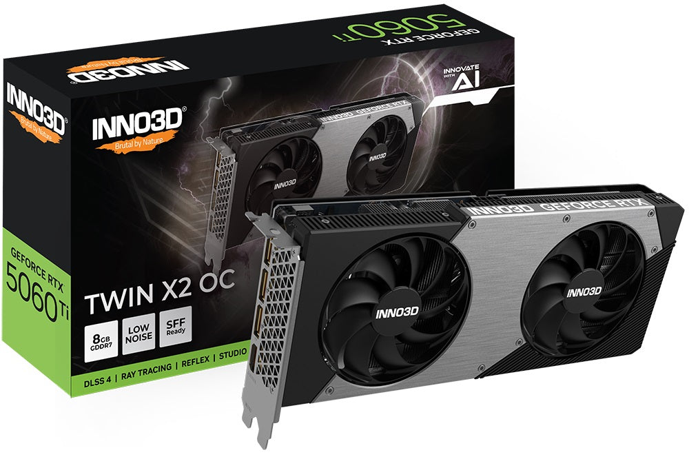 INNO3D nVidia GeForce RTX 5060 Ti TWIN X2 OC 8GB GDDR7, 2602MHz Boost Clock, RAM 28Gbps, 3xDP, 1xHDMI, 250x116x41mm - Image 1