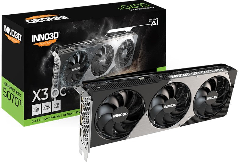 INNO3D nVidia GeForce RTX 5070 TI X3 OC 16GB GDDR7 2482 MHz Boost Clock, RAM 28 Gbps, 3x DP, 1xHDMI 300x116x41mm - Image 2