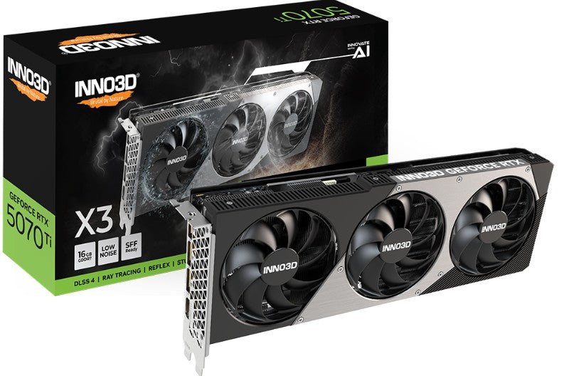 INNO3D nVidia GeForce RTX 5070 TI X3 16GB GDDR7 2452 MHz Boost Clock, RAM 28 Gbps, 3x DP, 1xHDMI 300x116x41mm - Image 2