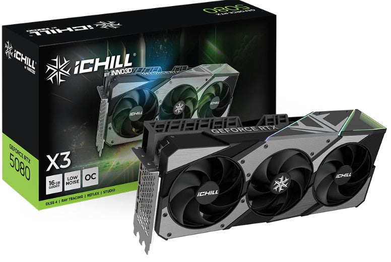 INNO3D nVidia GeForce RTX 5080 ICHILL X3 V2 16GB GDDR7 2715MHz Boost Clock, RAM 30Gbps, 3xDP, 1xHDMI, 334x148x73mm - Image 2