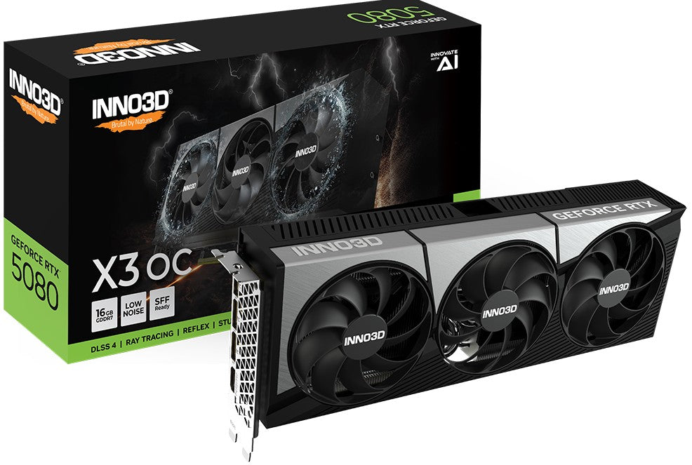 INNO3D nVidia GeForce RTX 5080 X3 OC 16GB GDDR7 2640MHz Boost Clock, RAM 30 Gbps, 3xDP, 1xHDMI 300x120x50mm - Image 2