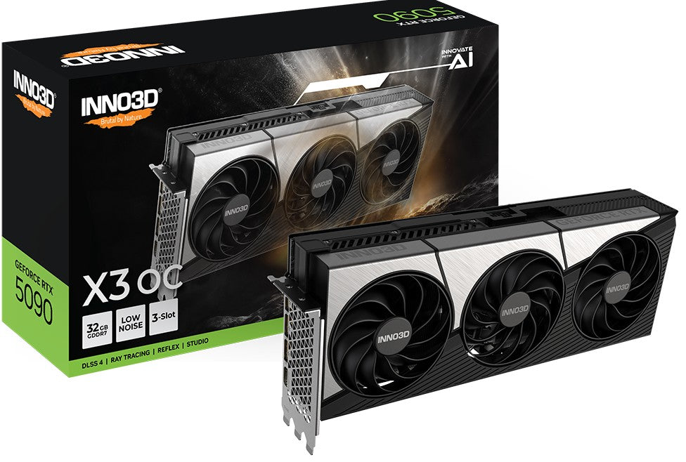 INNO3D nVidia GeForce RTX 5090 X3 OC 32GB GDDR7 2452MHz Boost Clock, RAM 28Gbps, 3x DP, 1xHDMI 333x137x60mm (3-slot) - Image 2