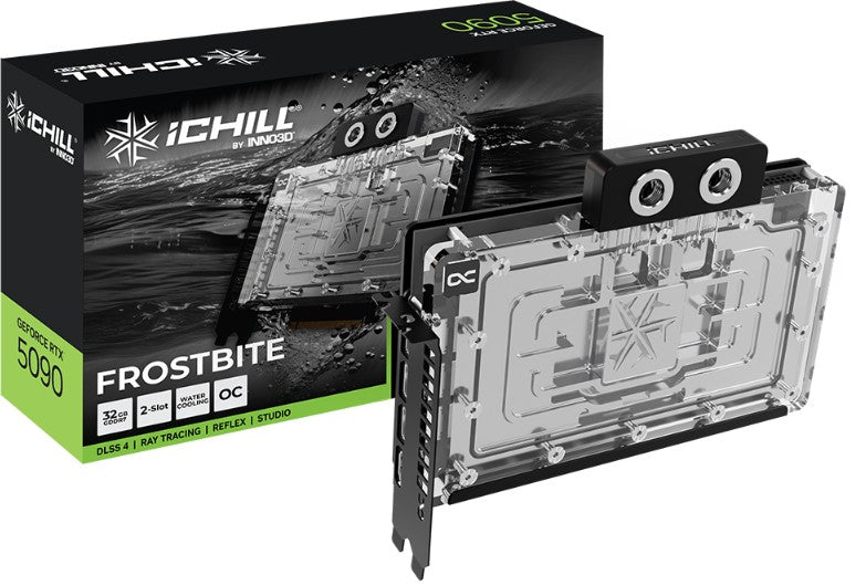 INNO3D nVidia GeForce RTX 5090 ICHILL Frostbite 32GB GDDR7 2467MHz Boost, Full-cover Water Block 204x161x34mm Dual Slot (Custom Loop System Required) - Image 2