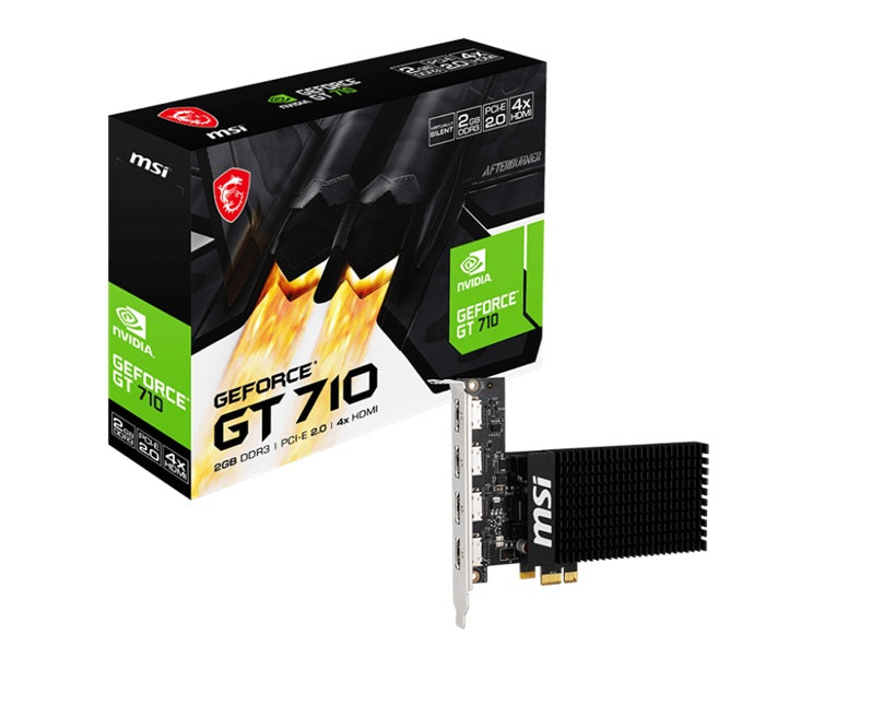 MSI nVidia Geforce GT 710 2GD3H 4HDMI VGA CARD 2GB DDR3 1600 MHz 4xHDMI PCIE2.0x1 954 MHz Core Clock (LS) - Image 1