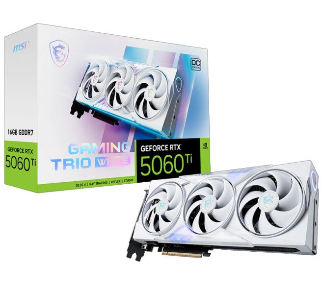 MSI nVidia GeForce RTX™ 5060 Ti 16G GAMING TRIO OC WHITE, PCI Express® Gen 5x16, Boost: 2647 MHz, CUDA 4608 Units, 16GB GDDR7, HDMI™ x 1 - Image 1