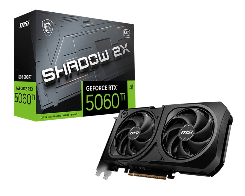 MSI nVidia GeForce RTX 5060 Ti 16G SHADOW 2X OC PLUS, Boost: 2482 MHz, CUDA 8960 Units, 16GB GDDR7, HDMI™ x 1 (embargo) - Image 1