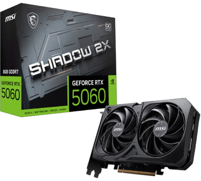 MSI nVidiaGeForce RTX 5060 Ti 8G SHADOW 2X OC, PCI Express® Gen 5 x16, Boost: 2527 MHz, CUDA 3840 Units, 8GB GDDR7, HDMI  x 1 - Image 1