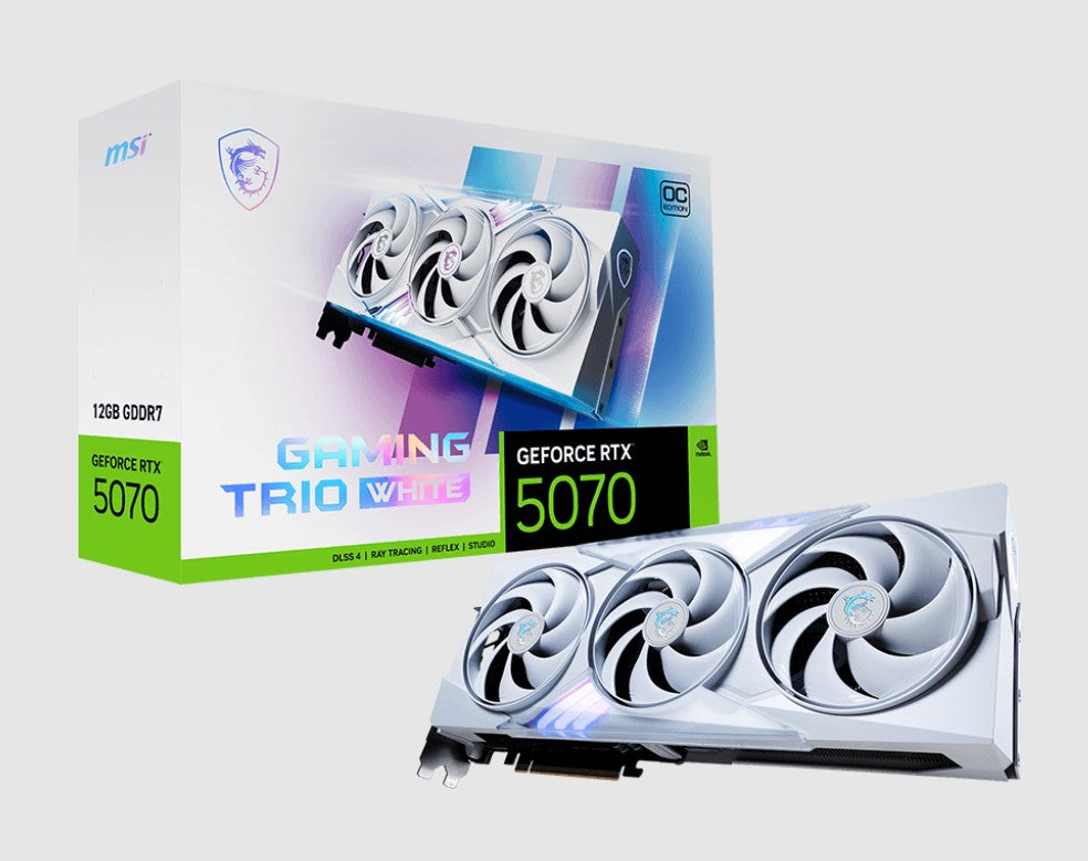MSI nVidia GeForce RTX™ 5070 12G GAMING TRIO OC WHITE,PCI Express® Gen 5, Boost: 2610 MHz, CUDA 6144 Units, 12GB GDDR7, HDMI™ x 1 - Image 1