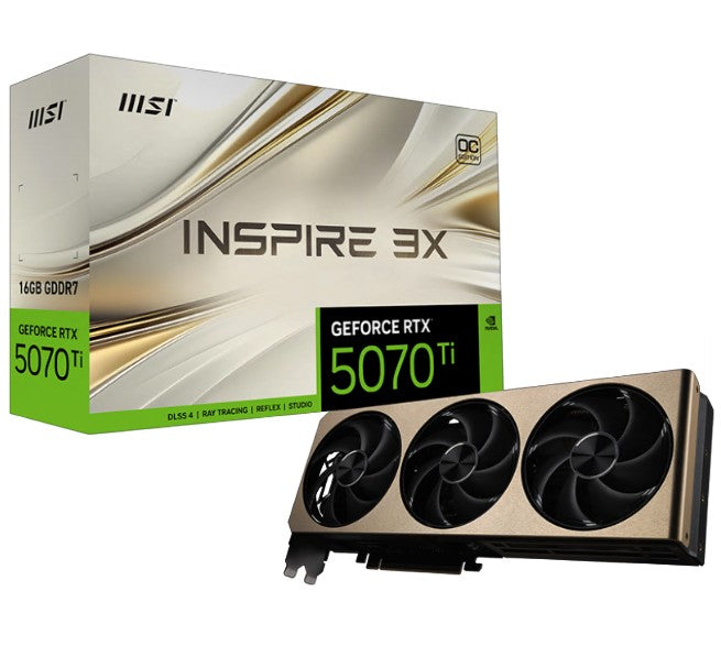 MSI nVidia GeForce RTX™ 5070 Ti 16G INSPIRE 3X OC, PCI Express® Gen 5, Boost: 2482 MHz, CUDA 8960 Units, 16GB GDDR7, HDMI™ x 1 - Image 1