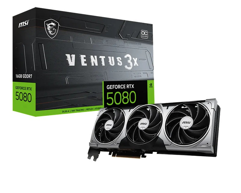 MSI nVidia GeForce RTX™ 5080 16G VENTUS 3X OC, Boost: 2640 MHz, CUDA 10752 Units, 16GB GDDR7, HDMI™ x 1 - Image 1
