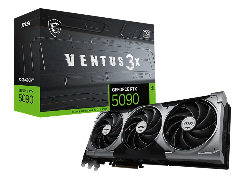 MSI nVidia GeForce RTX™ 5090 32G VENTUS 3X OC, Boost: 2437 MHz, CUDA 21760 Units, 32GB GDDR7, HDMI™ x 1 - Image 1