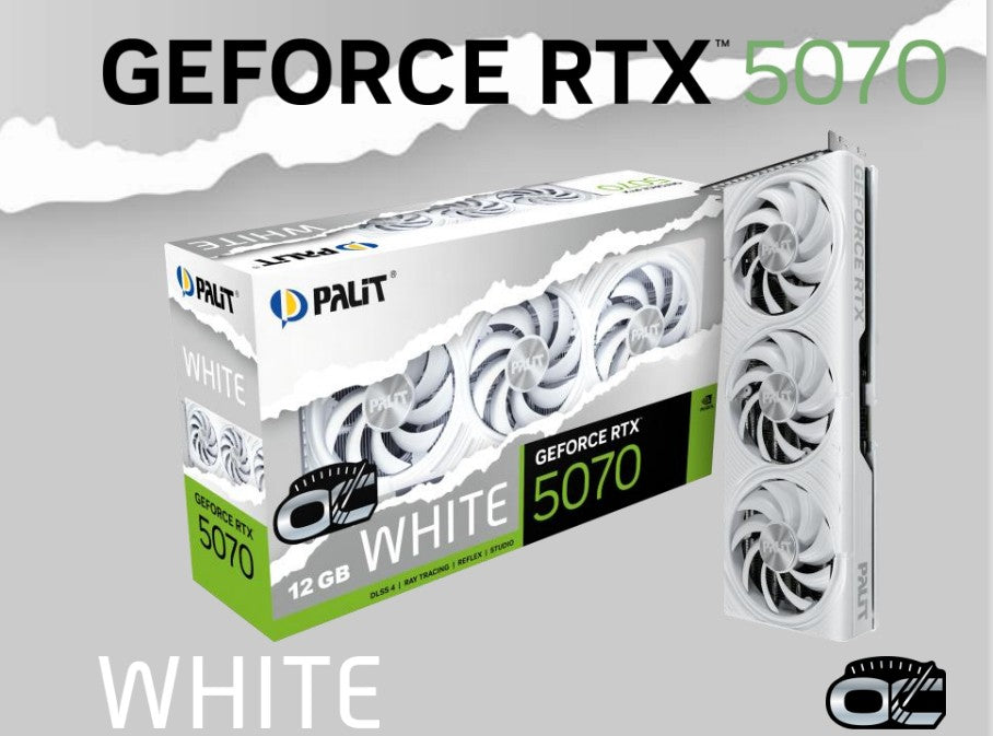 PALIT RTX5070 WHITE OC 12GB GDDR7 192bit 3-DP HDMI NE75070U19K0-GB2050W - Image 1