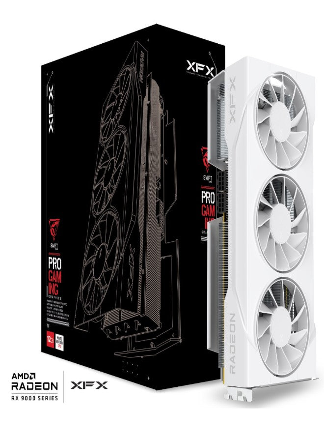 XFX Swift AMD Radeon RX 9070GRE White Triple Fan Gaming Edition with 12GB GDDR6 HDMI 3xDP, AMD RDNA™ 4 (RX-97GRE29W7) - Image 1