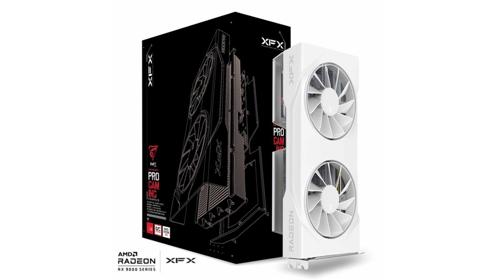 XFX Swift AMD Radeon RX 9060XT OC White Gaming Edition with 16GB GDDR6 HDMI 2xDP, AMD RDNA™ 4 (RX-96TSW16WQ) - Image 1