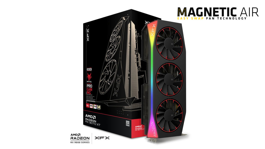 XFX Mercury AMD Radeon RX 9070XT OC Magnetic Air Edition with RGB 16GB GDDR6, HDMI 3xDP, AMD RDNA™ 4 (97TMARGB9) - Image 5