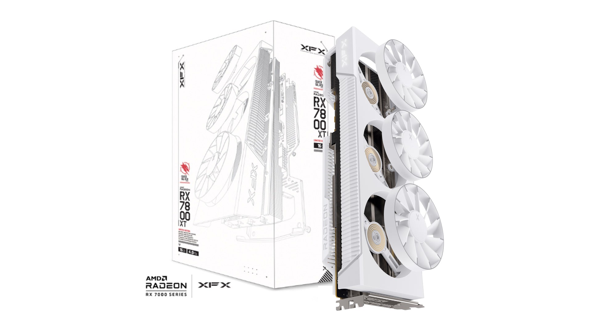 XFX Mercury AMD Radeon RX 9070XT OC White Magnetic Air Edition with RGB 16GB GDDR6 HDMI 3xDP, AMD RDNA™ 4 (RX-97TMARGW9) - Image 1